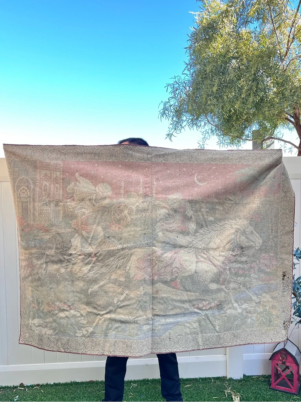 Large Vintage Arabian Nights Tapestry Wall Hanging 72”‎ x 48” Boho Maximalist